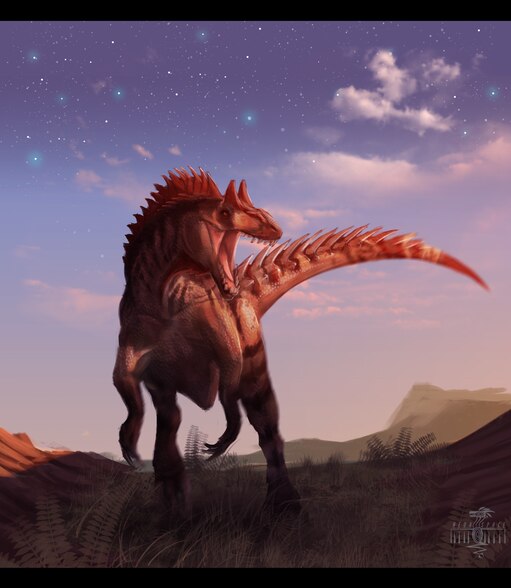 Аллозавр арт с красным гребнем