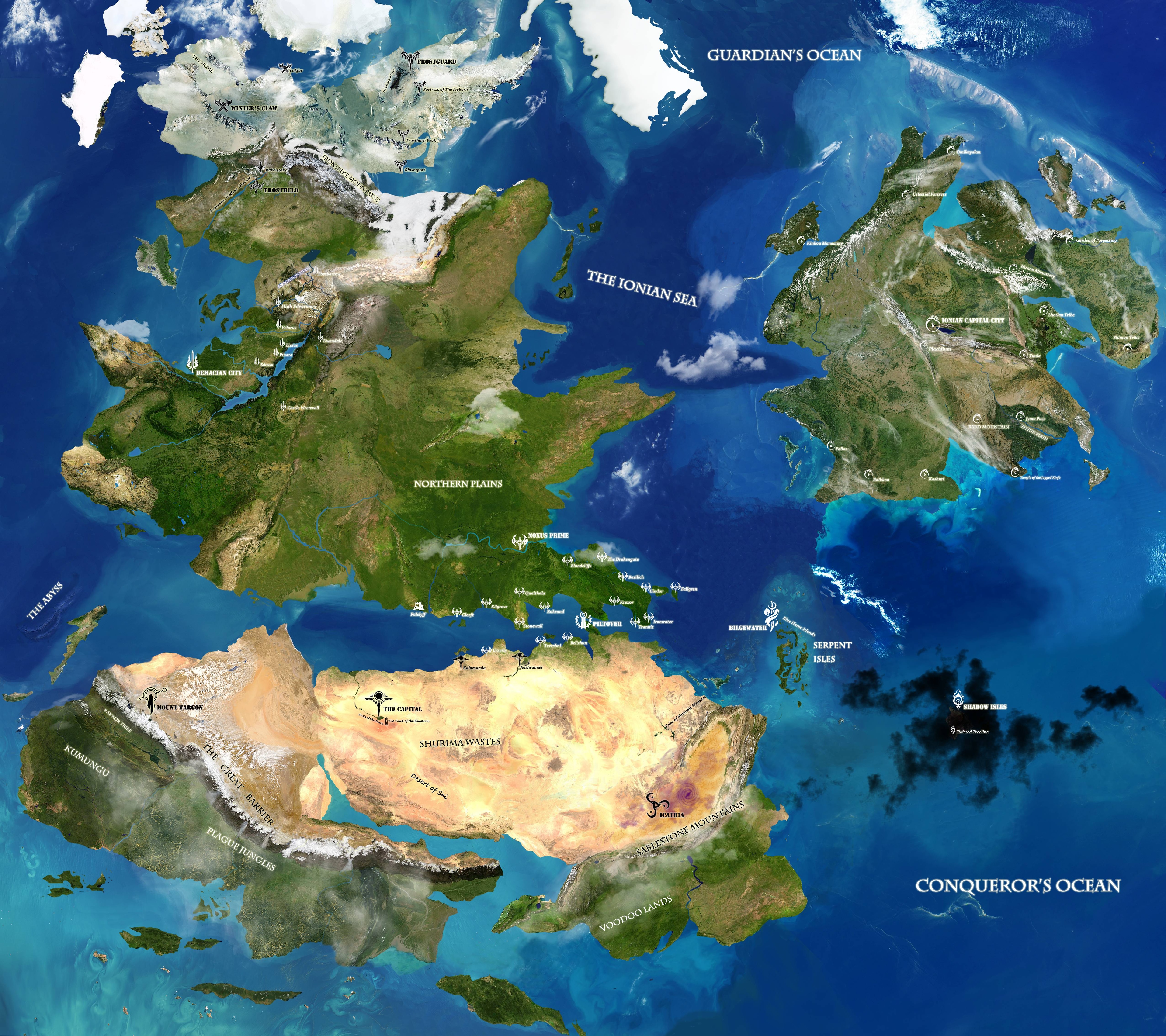 Map of Runeterra (magic Earth), where the League of Legends lore takes