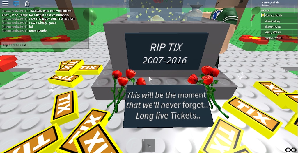Comunidade Steam Rip Roblox Tix - roblox chat or help for a list of chat commands who here