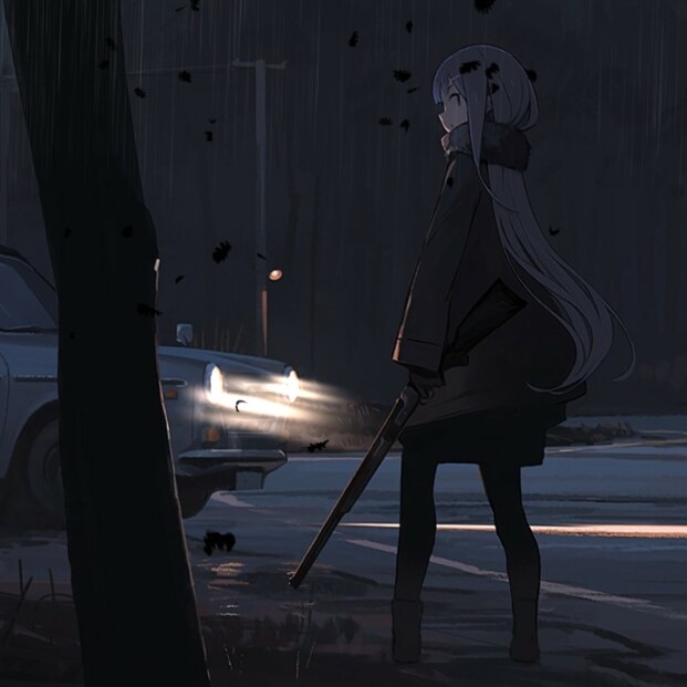 Alone in Apocalypse [Anime Girl, Night, Car]