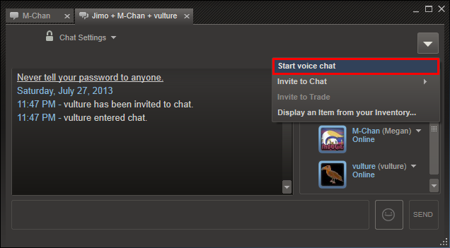 Chat steam echo on Can hear