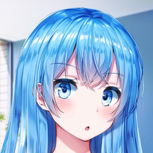 dark blue haired anime girl