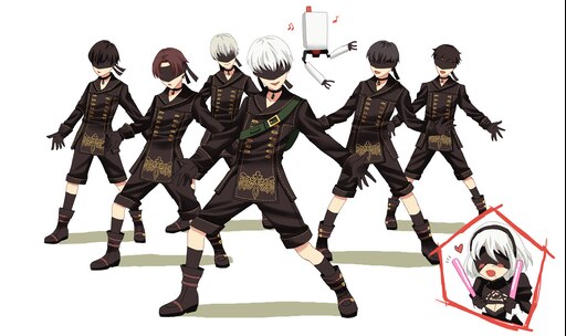 Спільнота Steam: NieR:Automata™. L to R : Deserts, 3S, 42S, 9S, 4S, and 11S...