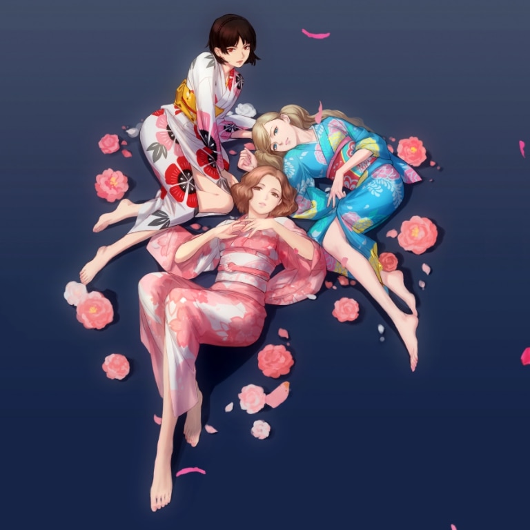 yande.re 368377 feet megaten niijima_makoto okumura_haru persona persona_5 qingxingzhen takamaki_an yukata