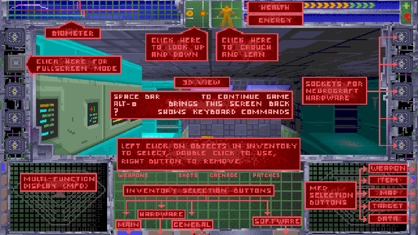 system shock enhanced edition cyberspace controlls