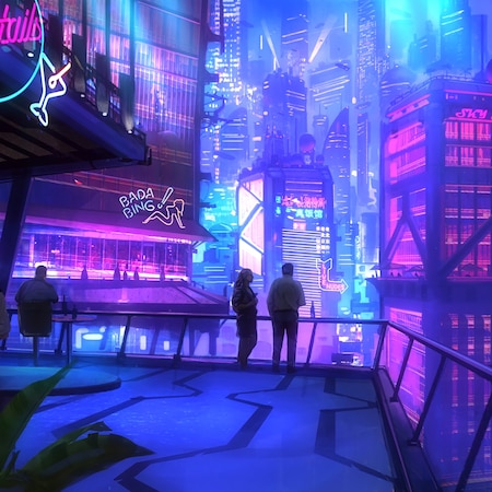 Cyberpunk / Synthwave - Space Station 1080p