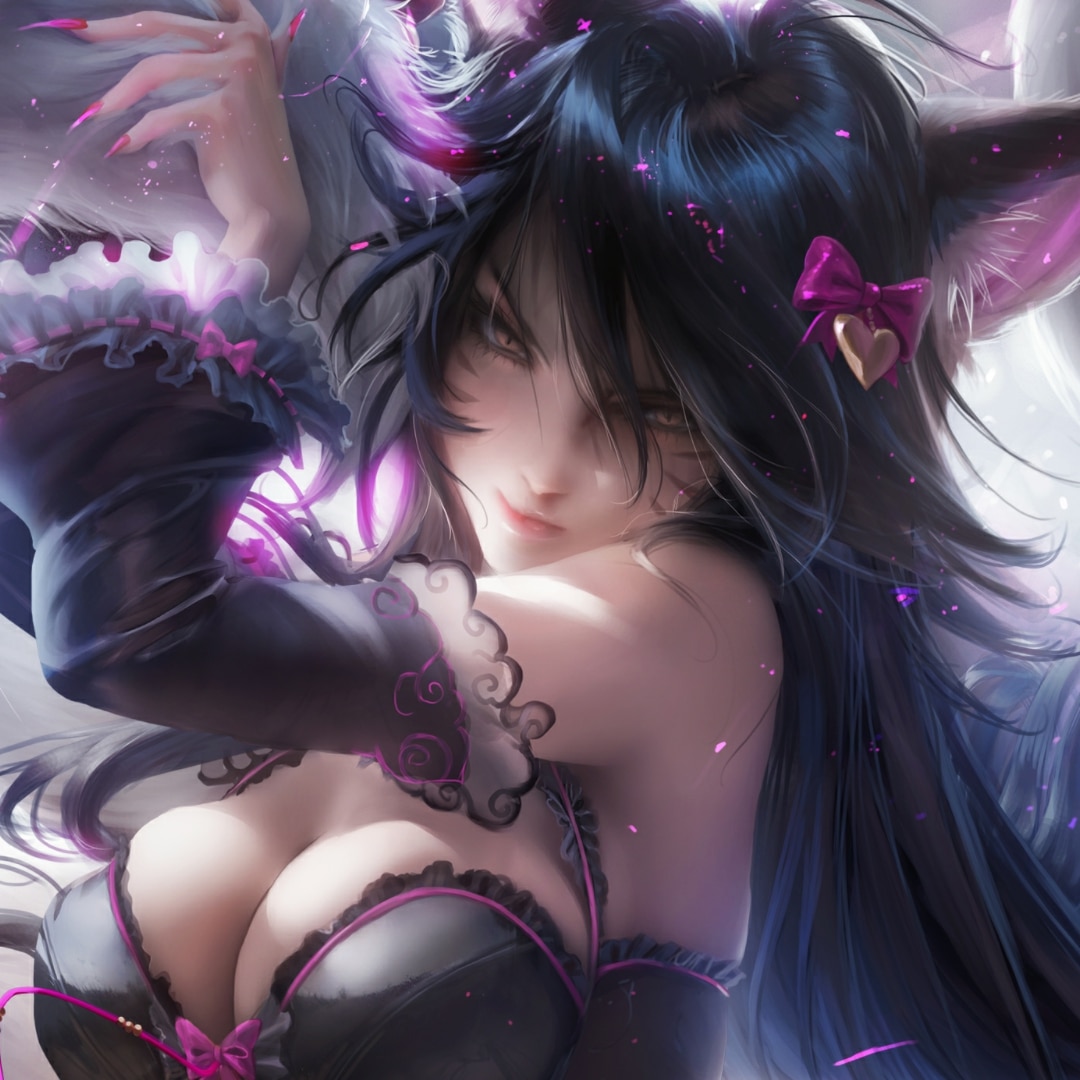 Lolita Ahri - Black Cat - Art by Sakimichan