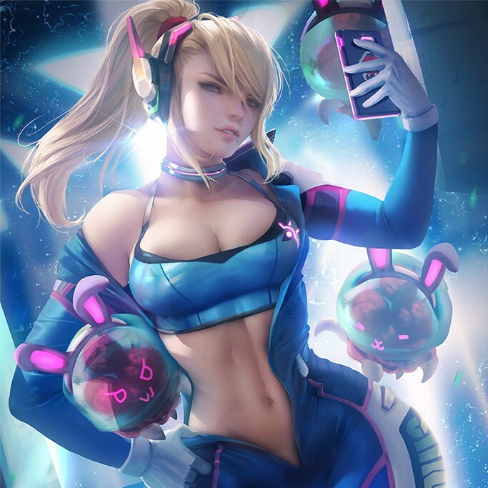 Samus Dva Suit - Art by Sakimichan - Metroid and Overwatch