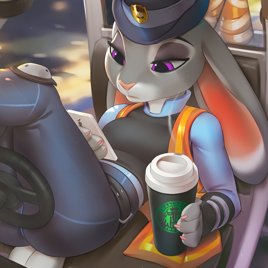 [Hi-res version] Coffee_Break Miles_DF {Furry} {Judy Hopps} {Zootopia}