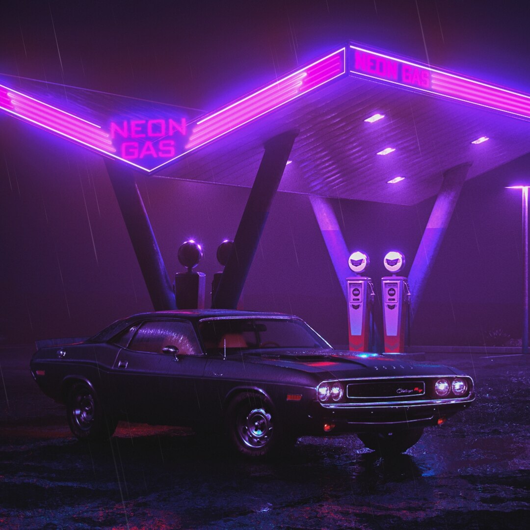 Neon Gas Station Dodge