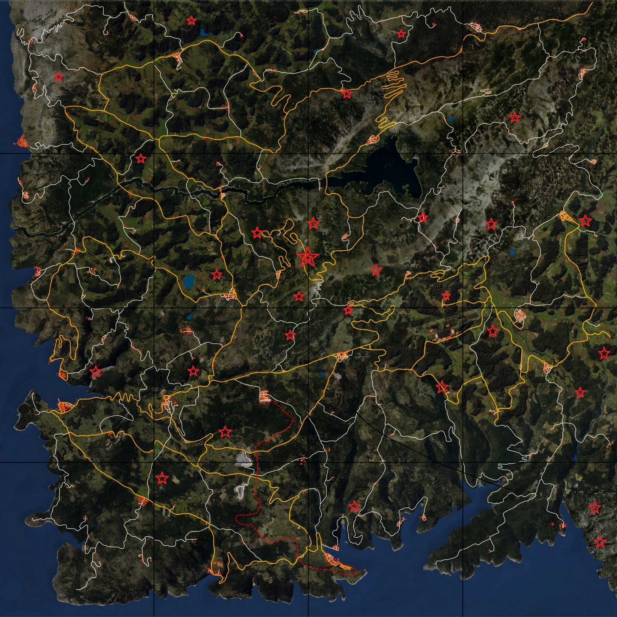 Карта всех 30 пещер и координаты для телепорта к ней. 
