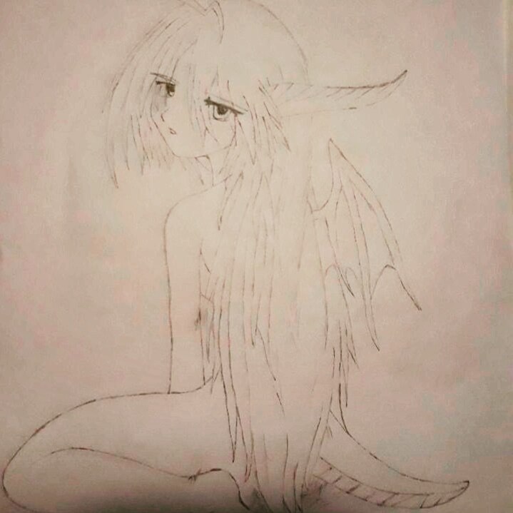 half human half dragon girl drawing