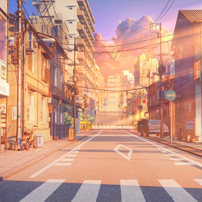 Anime Tokyo Street Sunset