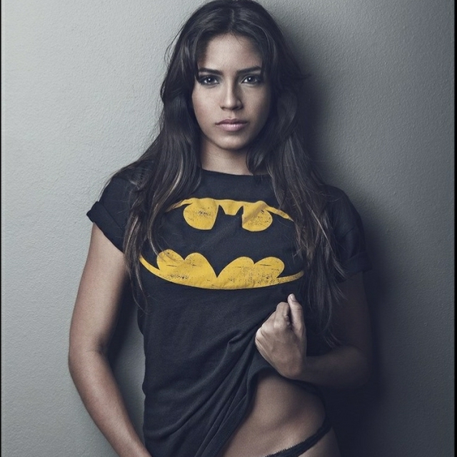 girl with batman shirt