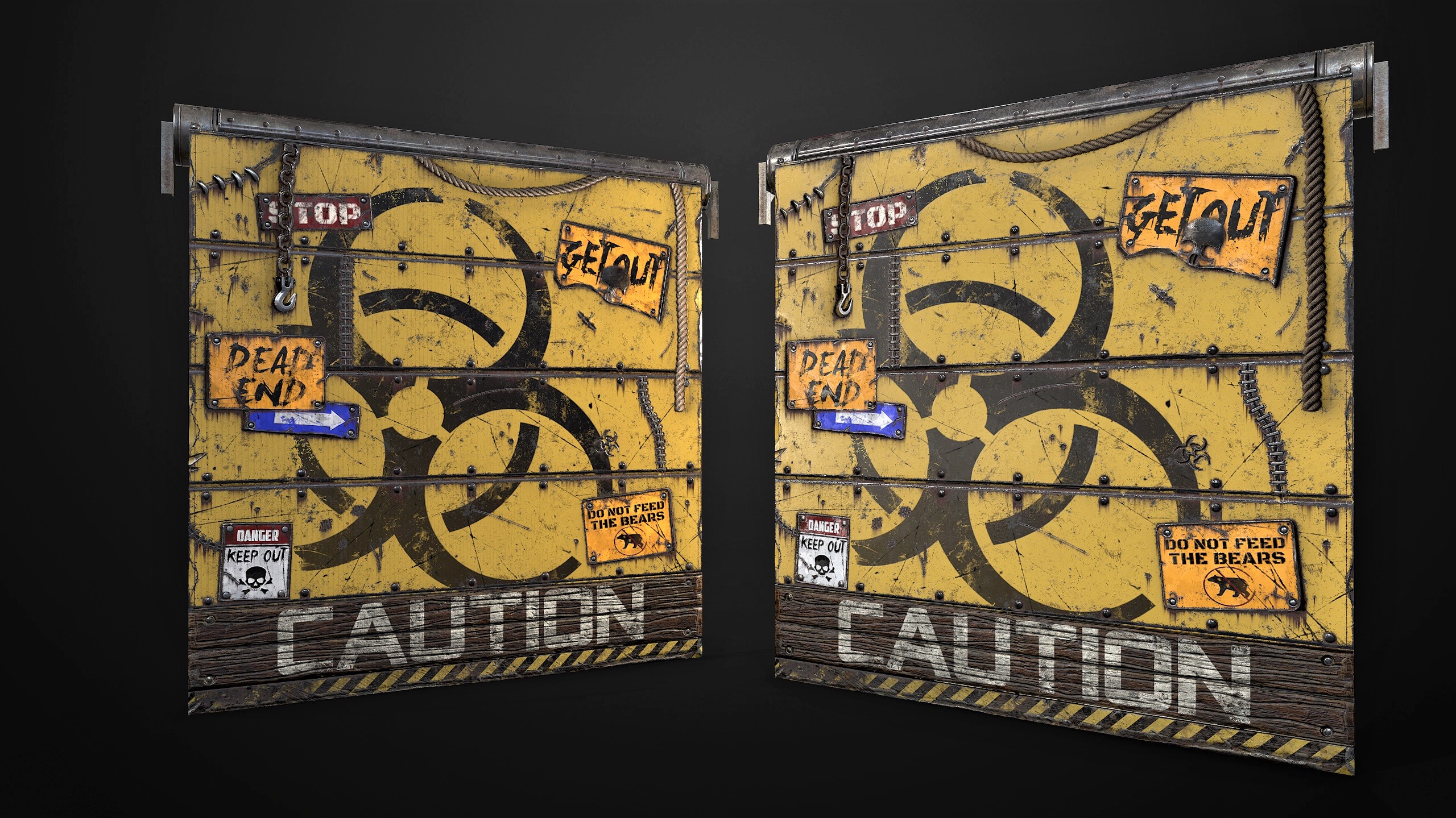 Caution Garage Door