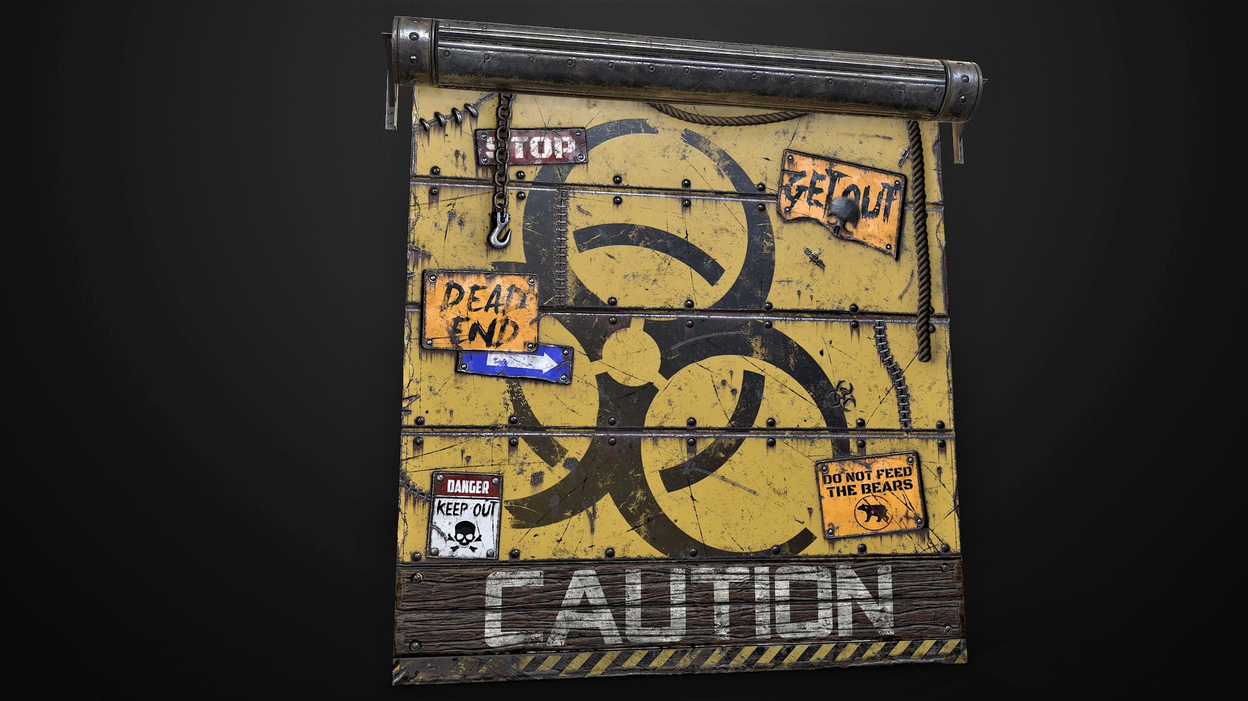 Caution Garage Door