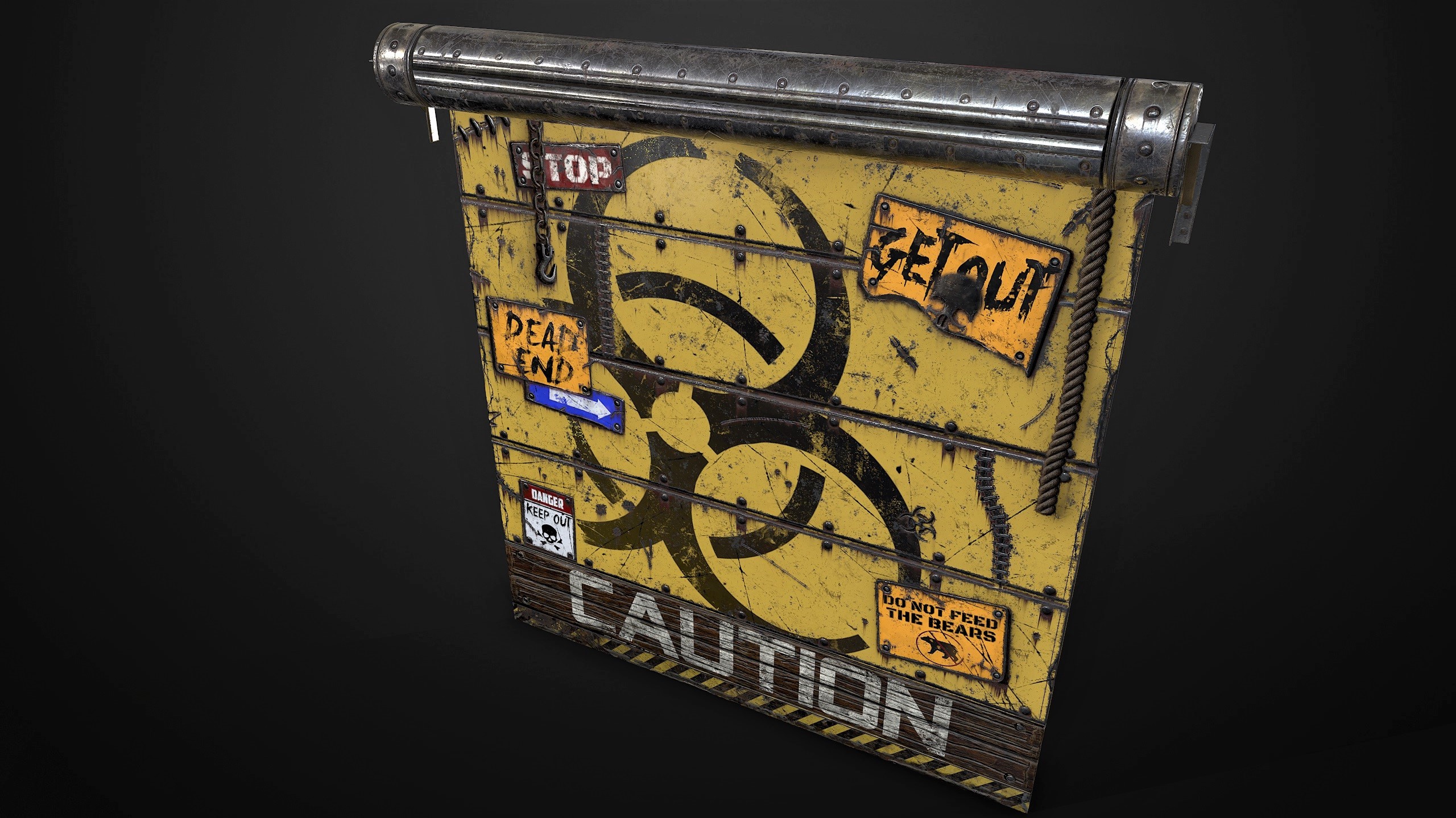 Caution Garage Door