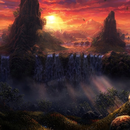 `Waterfall` | Sunset | Wallpapers HDV