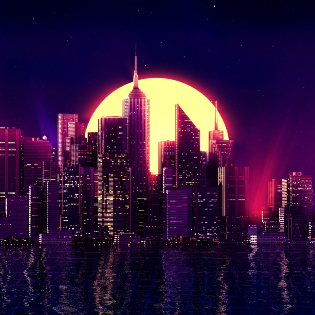 Retro City Sunset