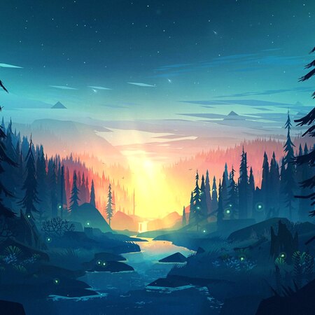 Forest River Sunset (2560 x 1440) | Wallpapers HDV