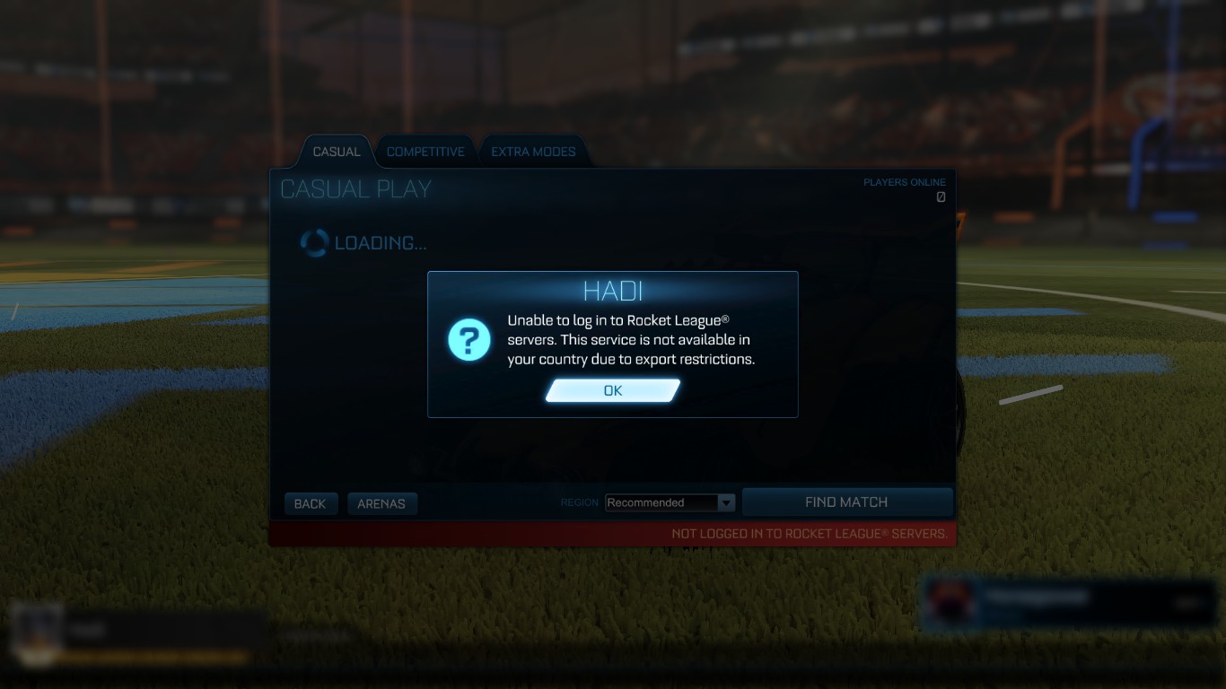 rocket league down servers