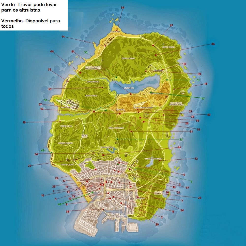 GTA V: conheça o mapa e onde pegar os itens coletáveis - Liga dos Games