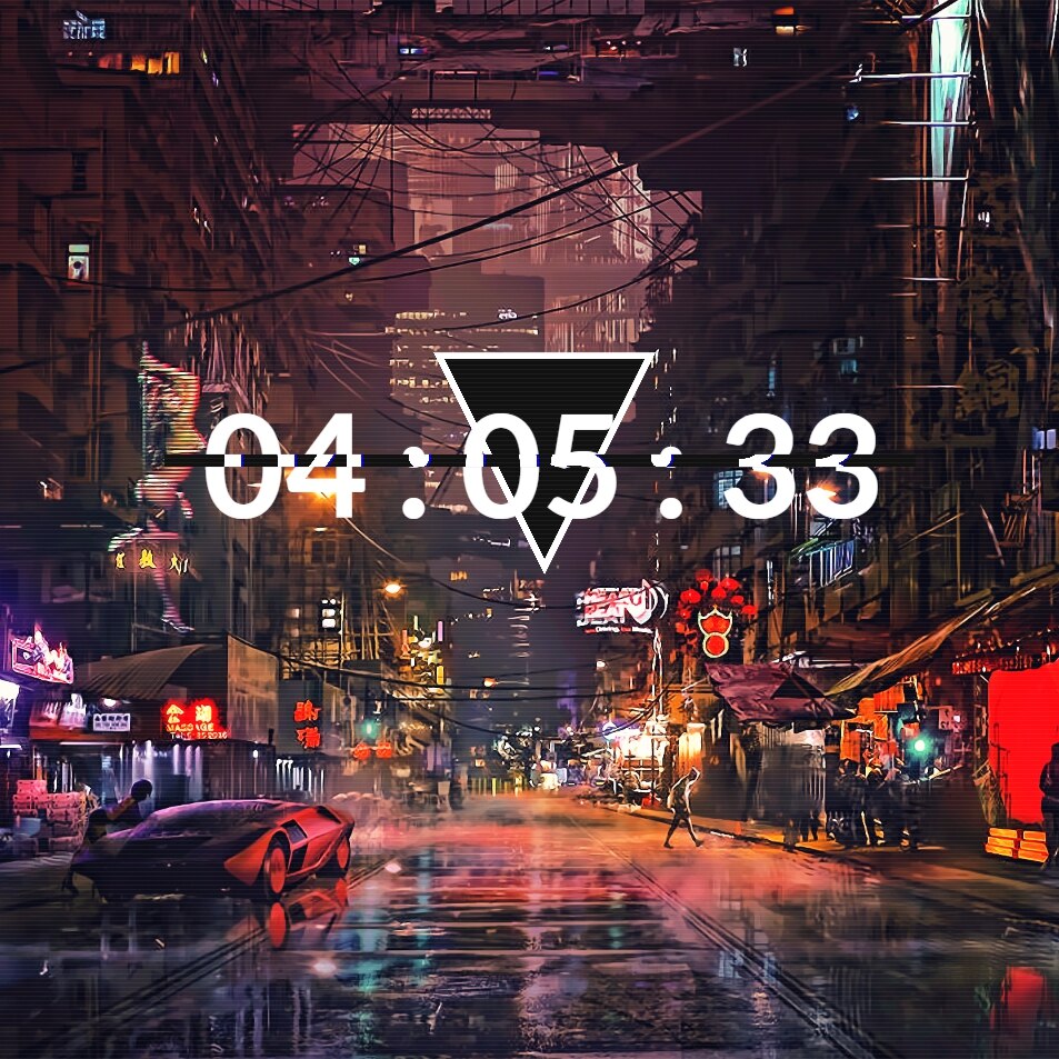 Cyberpunk city Clock night