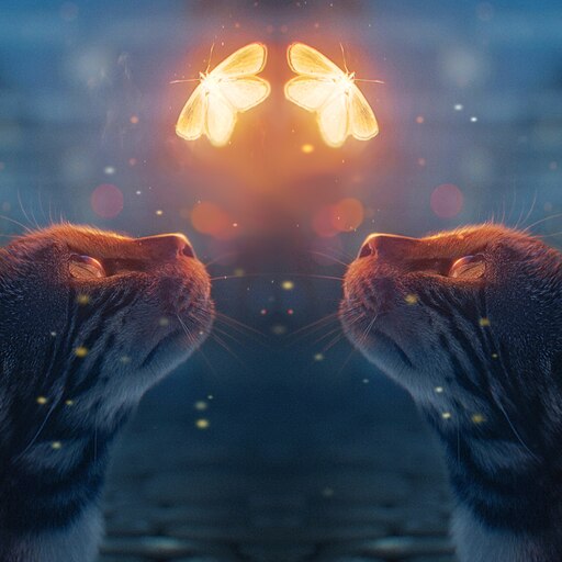 Steam Workshop::Cat Looking At Glowing Butterfly - Mirrored