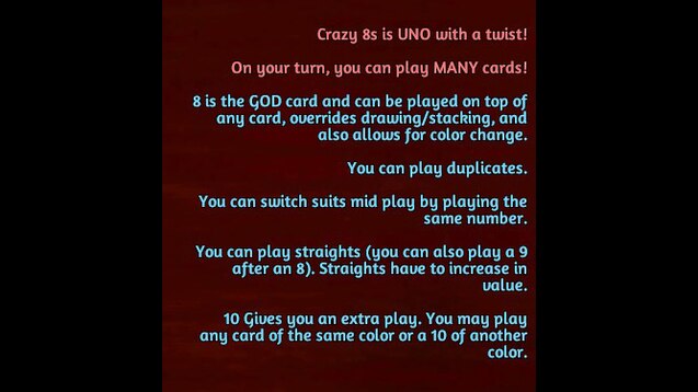 Steam Workshop::UNO - Crazy 8s [Scripted]
