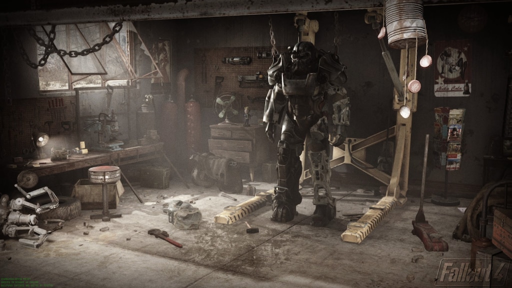 Comunitate Steam Captură De Ecran Fallout 4 Wallpaper Inside Garage With Power Armour Angled View By Tesityr 19x1080