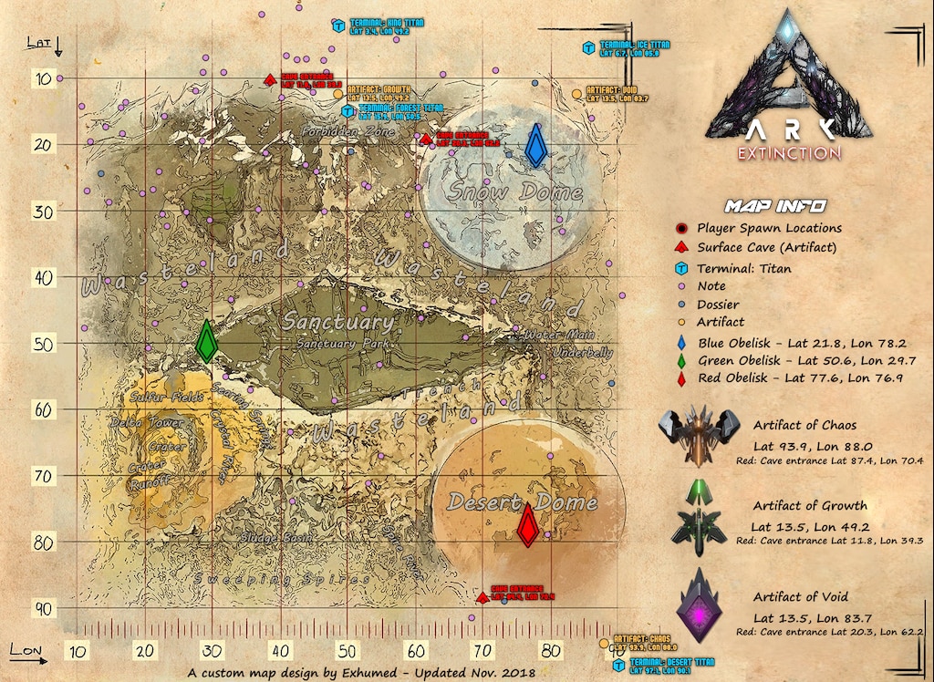 Steam Community Ark Extinction Resources Map By Exhumed V2