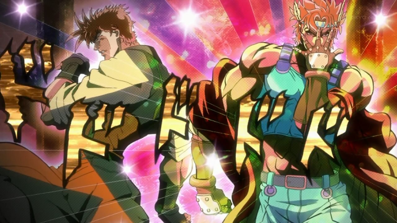 Joseph and Caesar's epic pose - manga with anime audio 